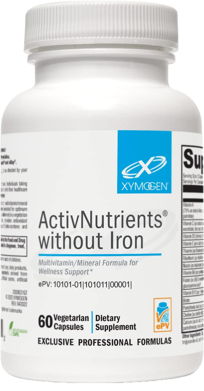 XYMOGEN ActivNutrients Without Iron, 60 Count | No Iron Multivitamin for Wellness Support, Energy Production, and Immune Support, Antioxidant Activity 60 Count (Pack of 1)