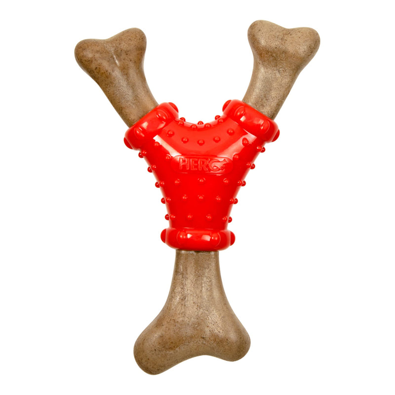 Hero Bonetics Noisy Joint Wishbone - Promotes Healthy Teeth, Gums and Mind - Wood Scented - for Large Dogs - PawsPlanet Australia