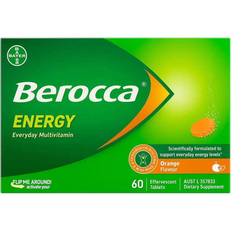 Berocca Energy Vitamin B & C Orange Flavour Effervescent Tablets 60 Pack