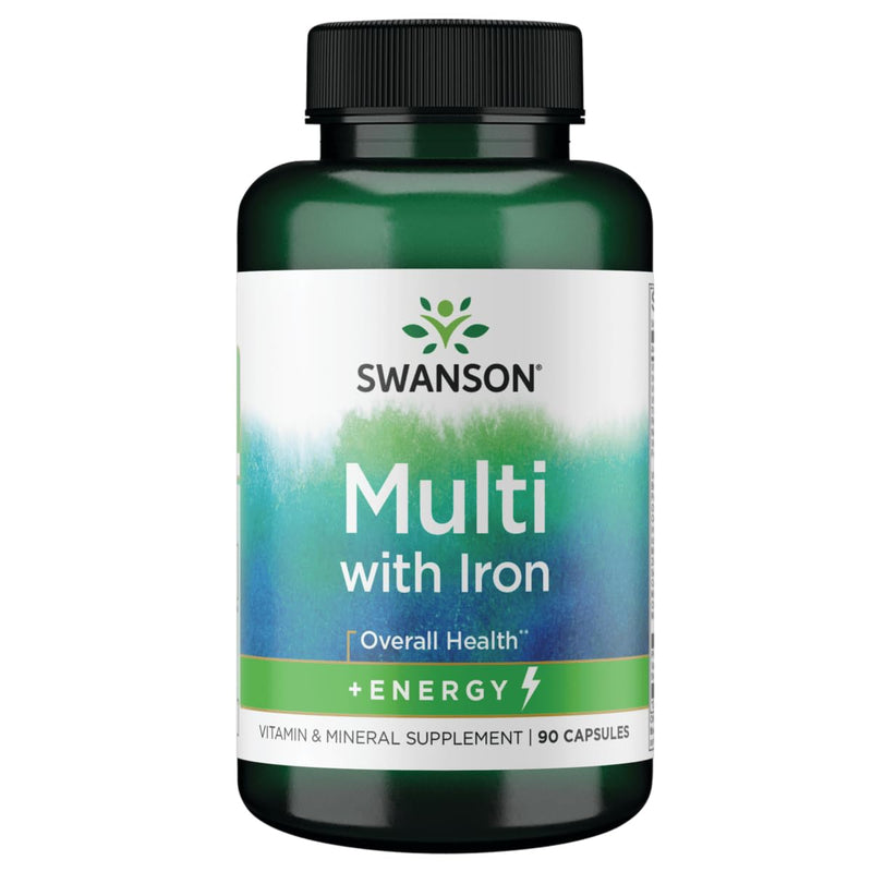 Swanson Active One Multivitamin with Iron, 90 Capsules | Formulated for Those with High Energy Demands, Delivering a Full Day's Supply of 18 Essential Vitamins and Minerals