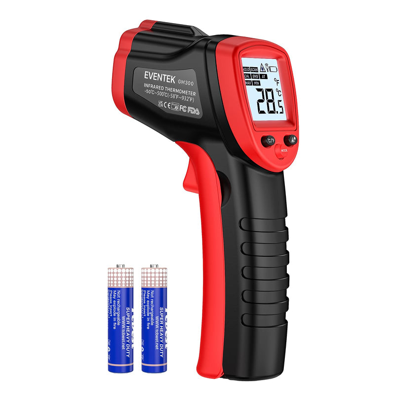 Eventek Infrared Thermometer Gun, Eventek -58°F~932°F Temperature Gun, Laser Thermometer Gun for Cooking, Pizza Oven, Candy, Griddle, Engine, Infrared Thermometer with Adjustable Emissivity & Max Min -58°F~932°F (-50°C~500°C) - BeesActive Australia