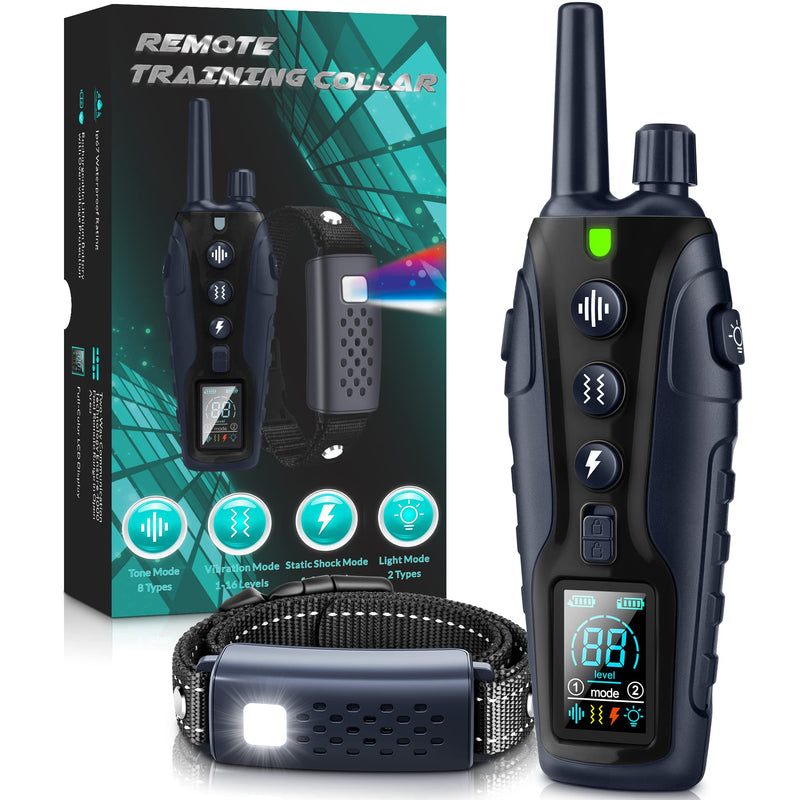 Dog Shock Collar - 4000FT Dog Training Collar with Remote Waterproof e Collar with Flashing Light, Adjustable Pitch Beep(1-8), Vibration(1-16), Safe Shock(1-99), and Keypad Lock Black 1 Pack - BeesActive Australia