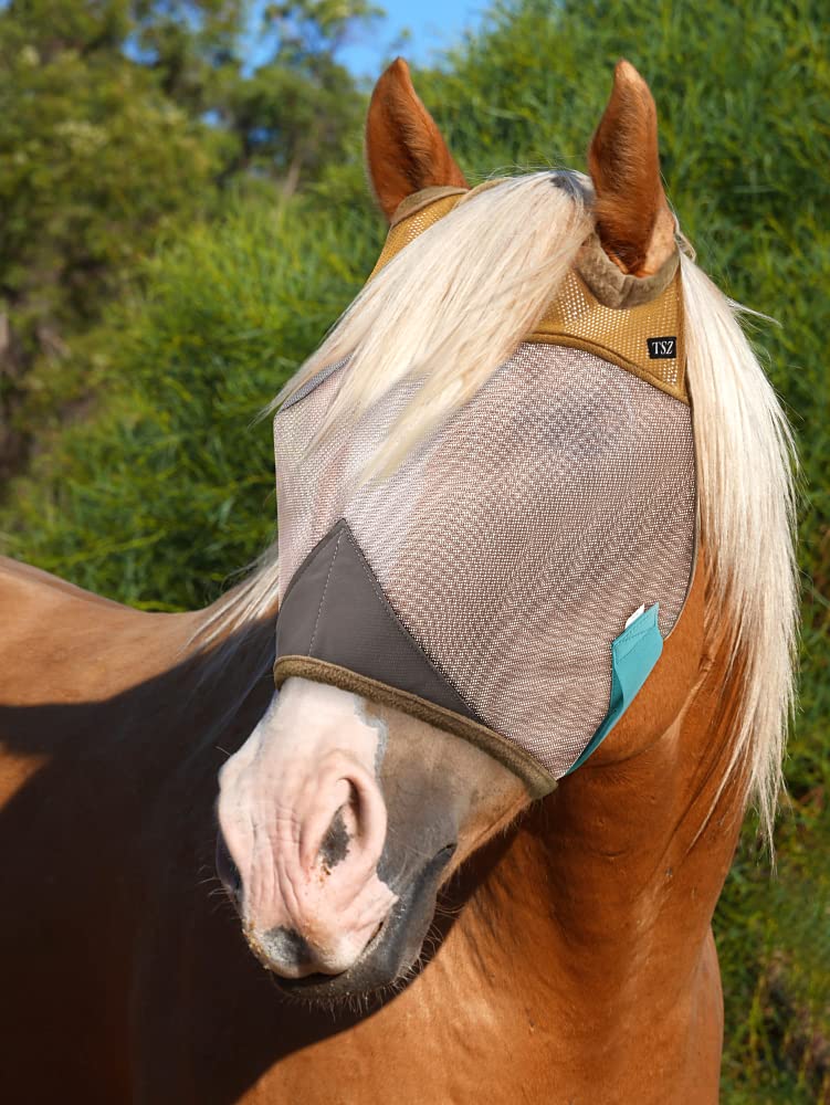 Fly Masks for Horses without Ears – Non-Heat Transferring Mesh – 70% Uv Protection Breathable Fly Mask for Equines – Gentle to Eyes and Forehead – Full Size Horse – Horse Fly Mask Horse Size - BeesActive Australia