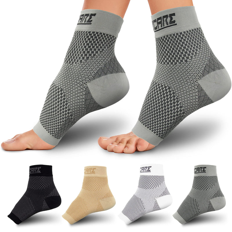 Compression Socks for Women & Men Open Toe (2 Pairs) - Best Ankle Compression Sleeve for Swelling, Achilles Tendonitis, Heel Pain & Plantar Fasciitis Relief, Gray, Large 2pairs-Gray - BeesActive Australia