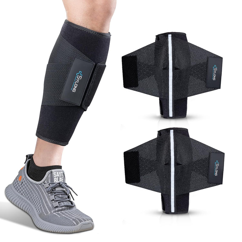 Sylong Calf Compression Wrap Brace for Men & Women, for Swelling Torn Calf Muscle, Diamond-shaped Elastic Band for Pressure, fit Varicose Vein Pain Relief (L/XL-2 pack) L/XL