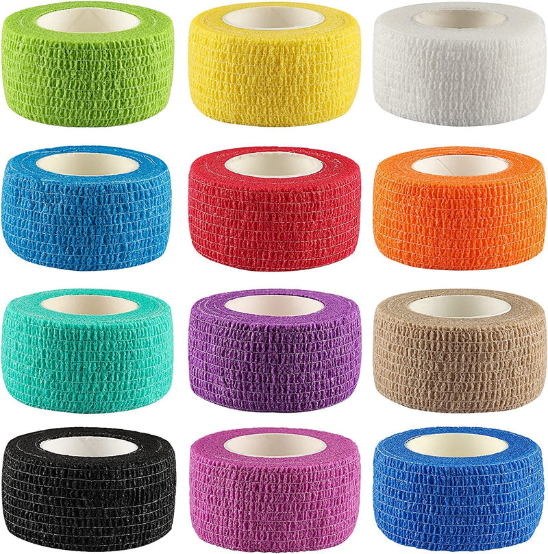 Lenicany 12Pack 1” x 5 Yards Self Adhesive Bandage Wrap, Elastic Self Breathable Self Adherent Wrap for Pets, Athletic Cohesive Bandage for First Aid, Sports Injury & Protection, 12Color 1” x 5 Yards (12-Pack) - BeesActive Australia
