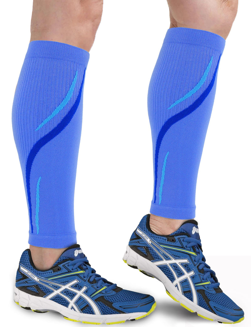 Calf Compression Sleeve for Men & Women 20-30 mmHg, Leg compression Sleeve, Footless Compression Socks (1 or 2Pair) 2pairs-blue Large-X-Large - BeesActive Australia