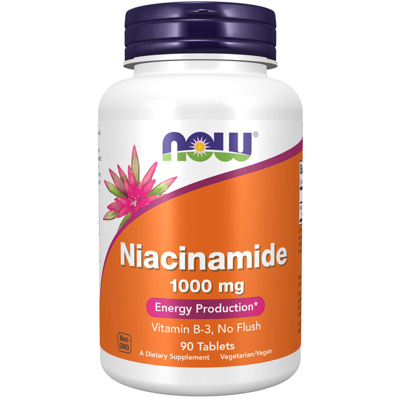 Now Foods Supplements, Niacinamide (Vitamin B-3) 1000 mg, Energy Production*, 90 Tablets, White, Off-White 90 Count (Pack of 1)
