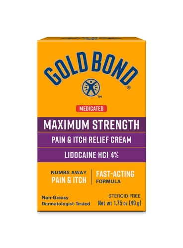 Gold Bond Medicated Maximum Strength Pain & Itch Relief Cream, Lidocaine 1.75 Ounce (Pack of 1) New Packaging