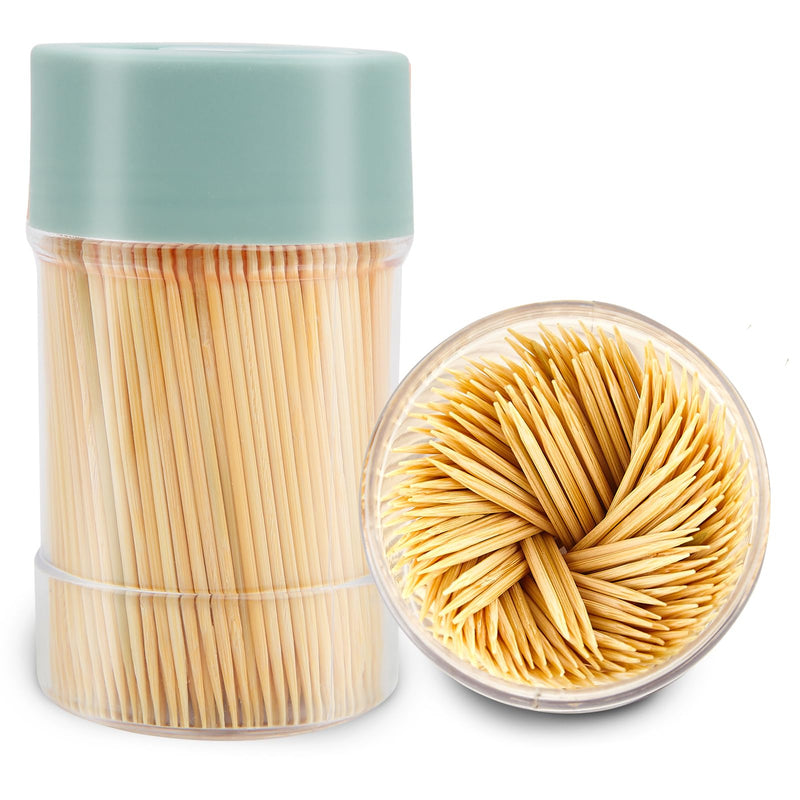 Bamboo Toothpicks [3000 Count] - With Reusable Toothpick Holder, Sturdy Smooth Finish Tooth Picks, for Party, Appetizer, Olive, Barbecue, Fruit and Teeth Cleaning, Green. - BeesActive Australia
