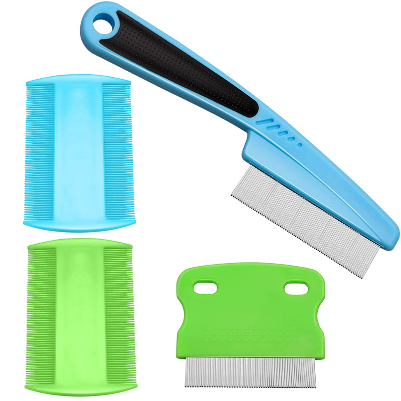 Flea Comb Lice Comb Dog Comb Cat Comb Cat Tear Stain Comb Stainless Steel Pet Grooming Combs for Dogs Cats Small Pets (4 Pcs) - BeesActive Australia