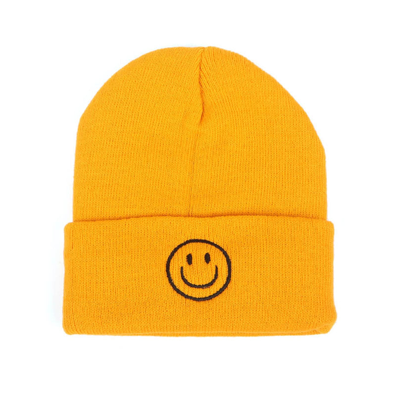 AJG Black Beanie Hats for Men,Smile Face Embroidered Acrylic Soft Winter Hats for Women 7-7 1/2 1-yellow - BeesActive Australia