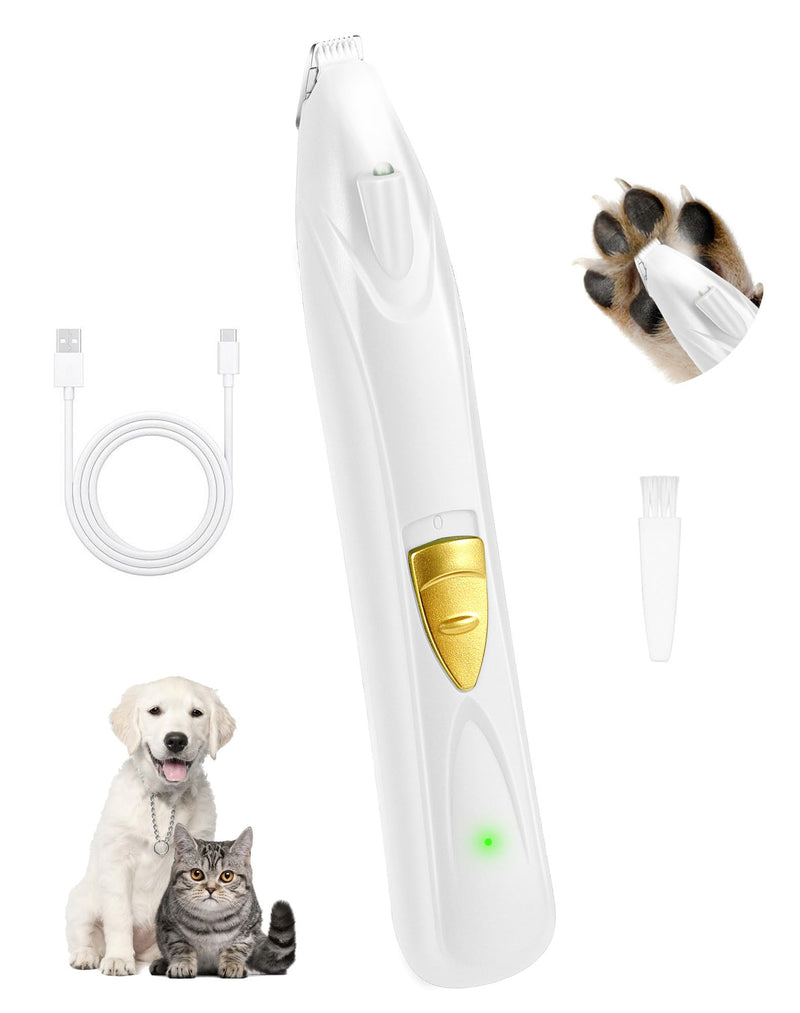 LEYOUFU Dog Clippers for Grooming, Cordless Dog Grooming Kit for Small Dogs with LED Light, Rechargeable Low Noise Cat Hair Trimmer for Grooming Pet Hair Around Paws, Eyes, Ears, Face, Rump (White) White - BeesActive Australia