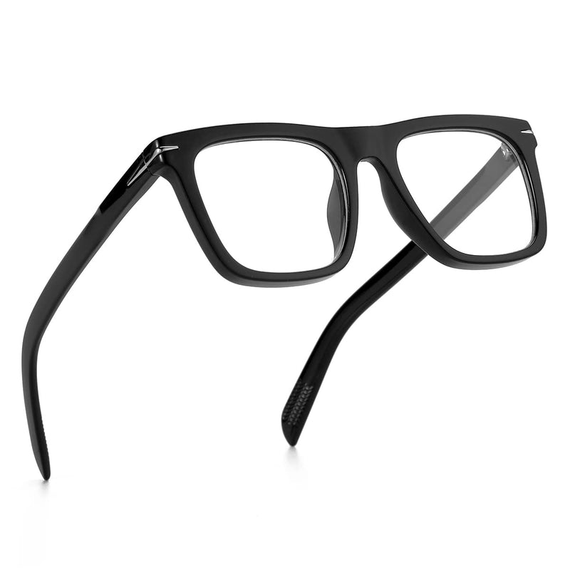 NIDOVIX Trendy Square Blue Light Blocking Glasses for Men Women, Fashion Frame Non-prescription Computer Glasses (Black) 01 Black 50 Millimeters - BeesActive Australia