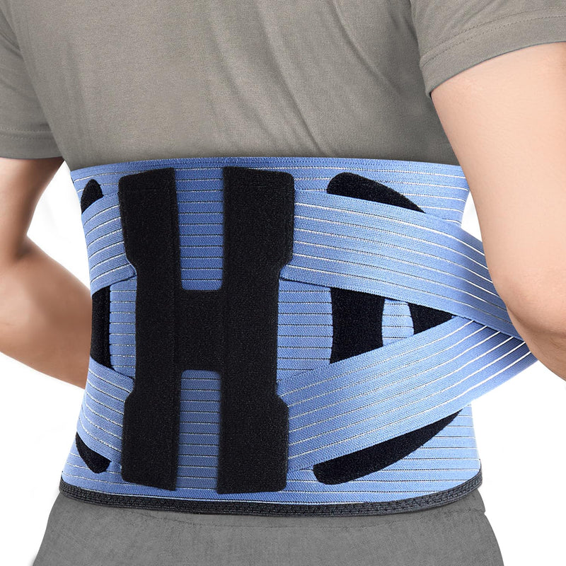 NEENCA Back Support Brace, Adjustable Lumbar Support for Pain Relief of Back/Lumbar/Waist, Waist Wrap with Spring Stabilizers for Injury, Herniated Disc,Sciatica, Scoliosis and more Medium Navy Blue-Black
