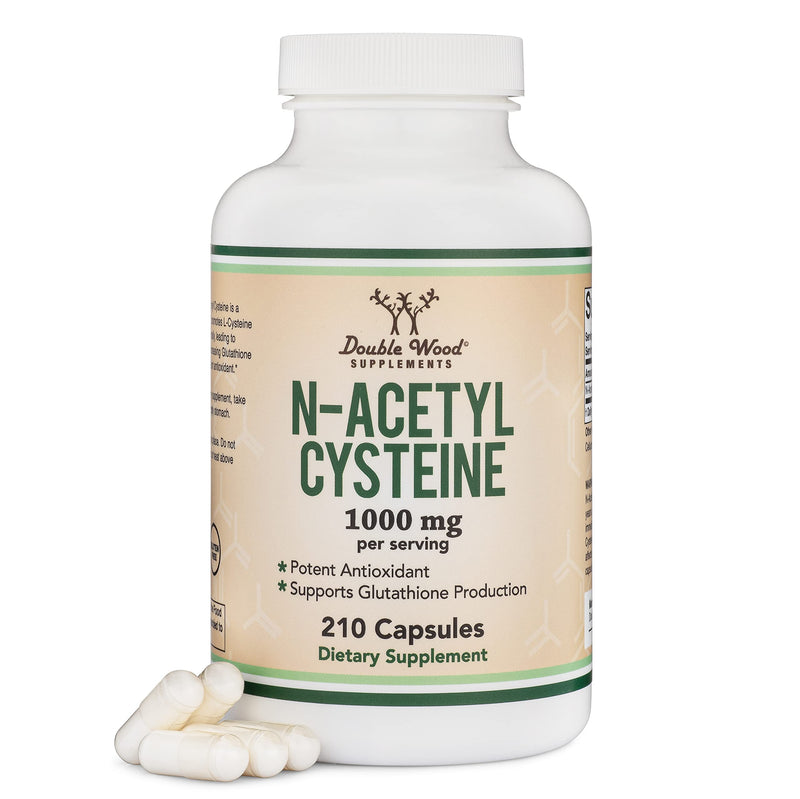 NAC Supplement N-Acetyl Cysteine (1,000mg Per Serving 500mg Per Cap, 210 Capsules) (Third Party Tested, Manufactured in The US) with Odor Masking Technology to Boost Glutathione Levels by Double Wood - BeesActive Australia