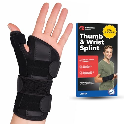 Thumb Splint & Wrist Brace | Carpal Tunnel Wrist Splint with Trigger Thumb Brace Spica | Stabilizer & Support For Tendonitis Pain, Arthritis, CMC, Tenosynovitis, De Quervain Women Men LARGE, LEFT HAND