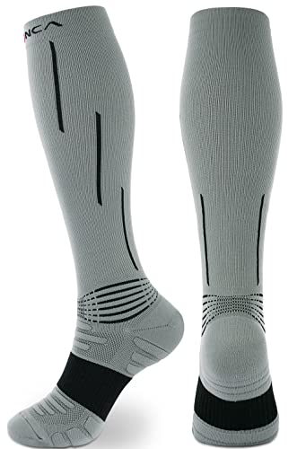 NEENCA Compression Socks for Women & Men 20-30 mmHg Knee High X-Large Grey Black