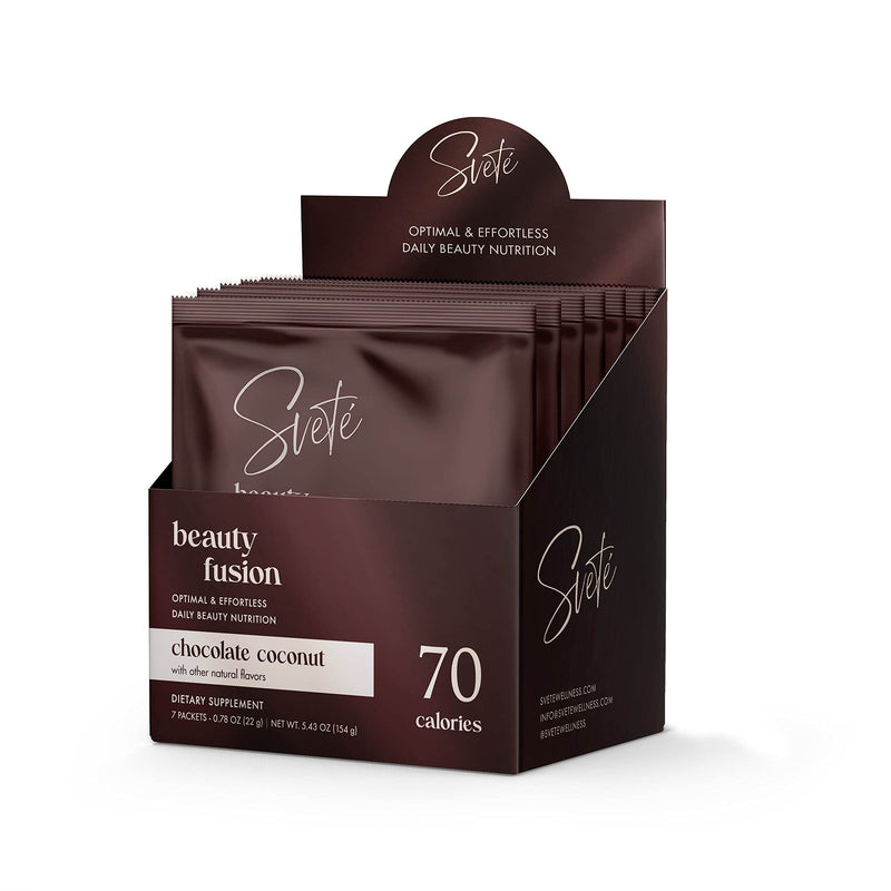 Hydrolyzed Multi Collagen for Women + Vitamins, Biotin, Hyaluronic Acid, CoQ10, Probiotics, Zinc | Keto Chocolate Protein Drink Powder (7 Travel Packs) Hair, Skin, Beauty Supplement by Svete Chocolate Coconut - Packets