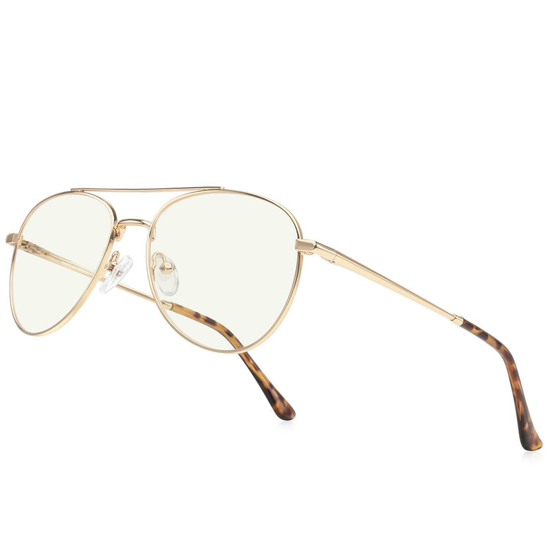 Aviator Reading Glasses for men and Women Blue Light Blocking Lens Spring Temple Gold 54 Millimeters 1.5 x - BeesActive Australia