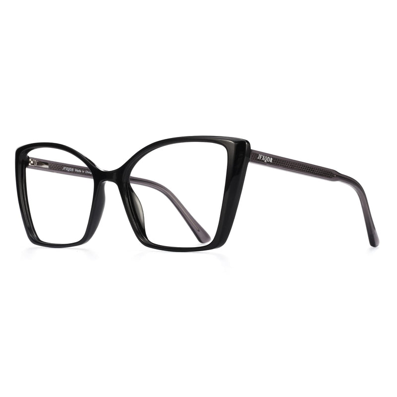 Women's Oversized Blue Light Blocking Glasses, Trendy Cat Eye Computer Gaming Eyeglasses Anti Eyestrain & UV Glare RF6204 (Black Cateye Frame) Black - BeesActive Australia