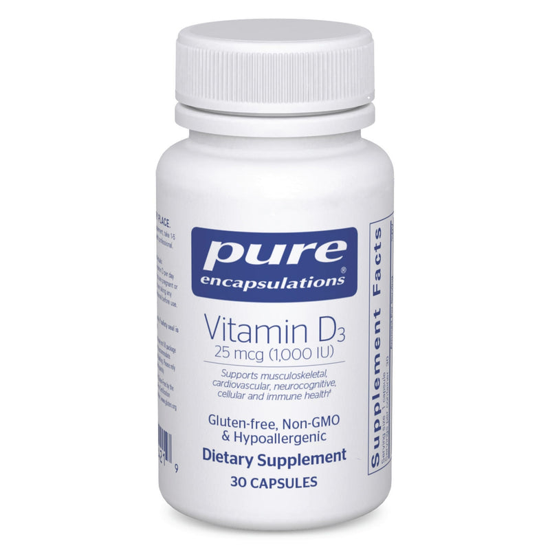 Pure Encapsulations Vitamin D3 25 mcg (1,000 IU), 30 Capsules | Supplement to Support Bone, Joint, Breast, Heart, Colon and Immune Health*, with Premium Vitamin D 30 Count (Pack of 1)