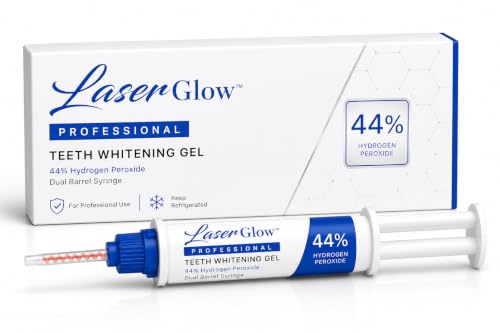 Professional Teeth Whitening Gel 44% Hydrogen Peroxide – LaserGlow in-Office Formula | Dual Barrel Auto-Mix Syringe | for Salons, Medspas & Whitening Technicians | 5mL