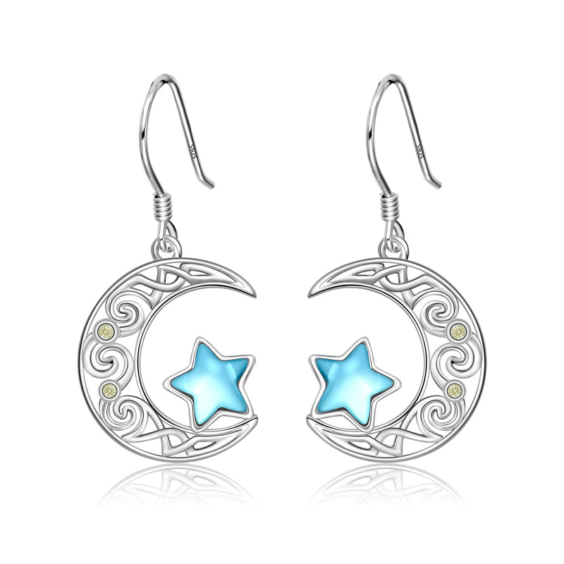 LINGBG JEWELRY Moon Earrings 925 Sterling Silver Moon Star Sun Earring Tree of Life Earrings Bat Earrings Peace Sign Earrings Half Moon Earrings for Women Jewelry Gifts for Girls 9# Moon Star Earrings - BeesActive Australia