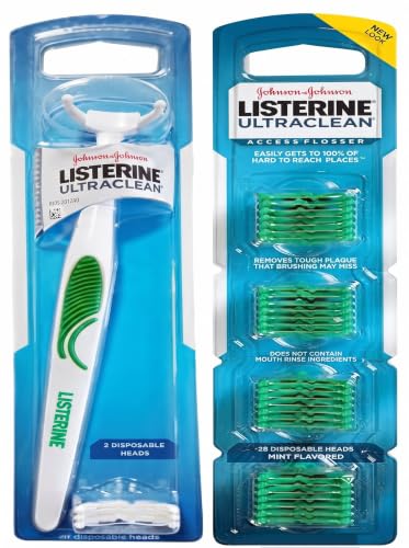 Ultra Clean Access Flosser for Hard-to-Reach Back Teeth, Reusable Floss Handle with 28 Disposable Mint Refill Heads, Long Handle Flossing Tool for Adults 1