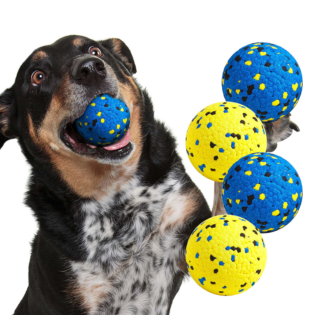 Dog Balls Tennis Ball Toys Dog Toys for Aggressive Chewers Durable Teething Chew Toys Water Toy Fetch Balls for Large Medium Small Dog and Puppies (4 Balls) 4 Balls