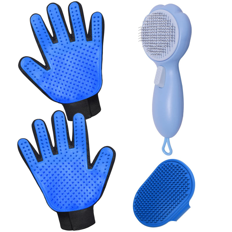 GJEASE Cat Grooming Glove Brush,Self-Cleaning Slicker Pet Brush for Short and Long Haired pats,Dog Bath Brush for Shedding and Grooming,Removes Loose Hair and Tangles,Promote Circulation Sunflower - BeesActive Australia