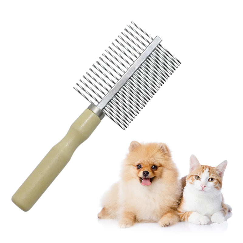 Wooden Handle Grooming Comb for Dogs Cats Pet（Double-Sided） Double-Sided Teech Comb - BeesActive Australia