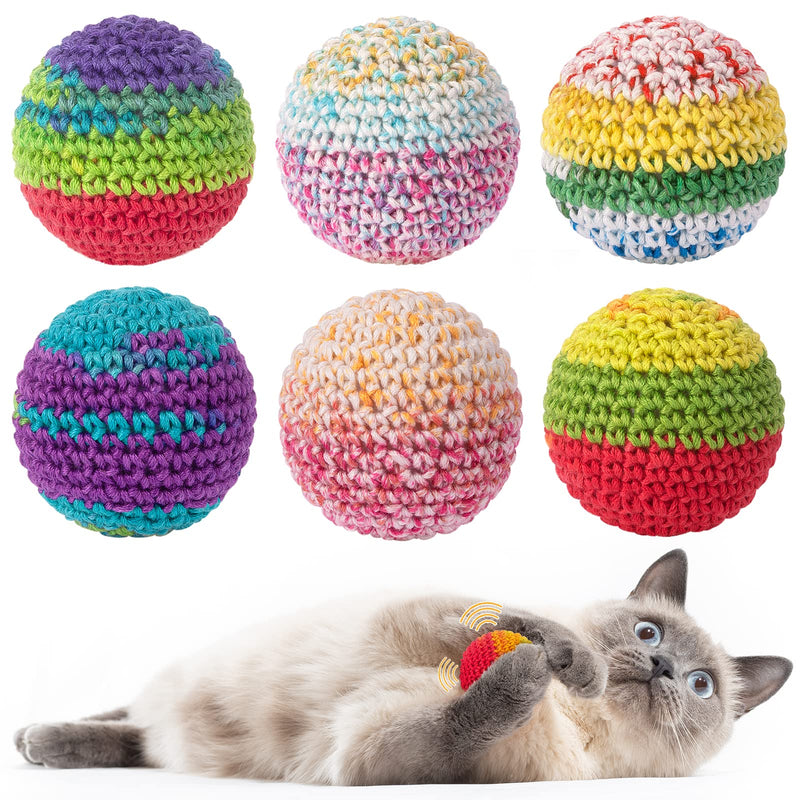 Retro Shaw Cat Toys Balls, Woolen Yarn Cat Ball Toy with Bell Inside, Cat Toys for Indoor Cats, Interactive Cat Chew Toys for Kitty Kitten, 6 Pack Multicolor - BeesActive Australia