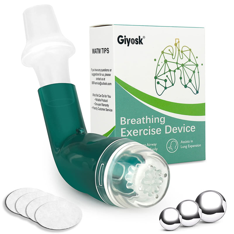 Breathing Exercise Device for Lungs, Lung Expansion and Mucus Relief Device, Portable Expiratory Breathing Exerciser with A Set of Accessories, Breathing Trainer for Lung Cleanse(Green) - BeesActive Australia