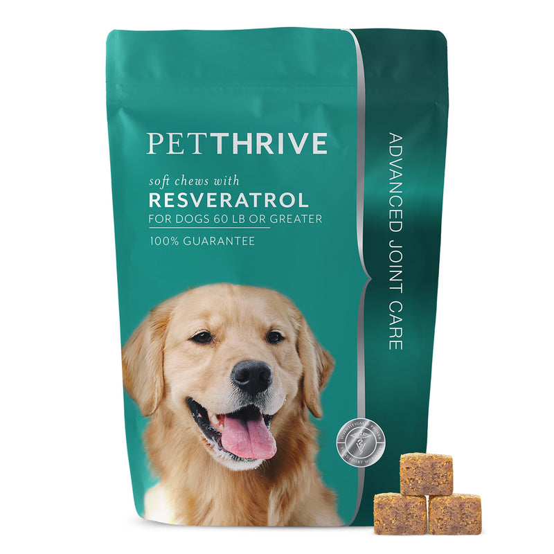 Resveratrol Chews Dog Supplement Bacon Flavor, Large Breed | Hip and Joint Support, Formulated with Glucosamine, Chondroitin, Trans-Resveratrol, Natural Vitamin E, and Hyaluronic Acid Large Breed (1 Bag)