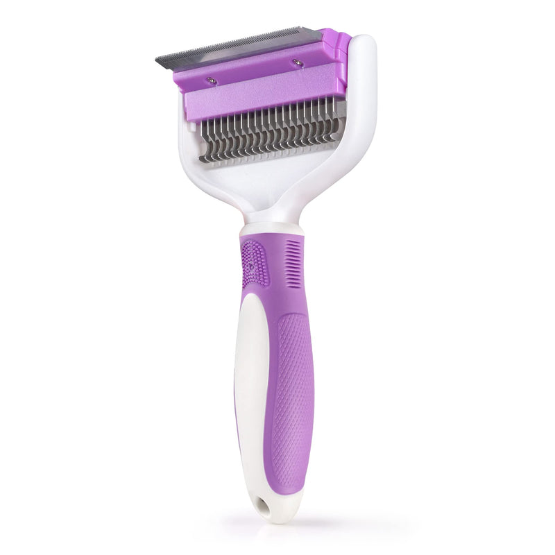2 in 1 Pet Grooming Tool - Double Sided Deshedding Brush and Dematting Comb - Undercoat Rake for Dogs & Cats Removes Matted Fur, Tangles and Knots Safe & Gentle - BeesActive Australia