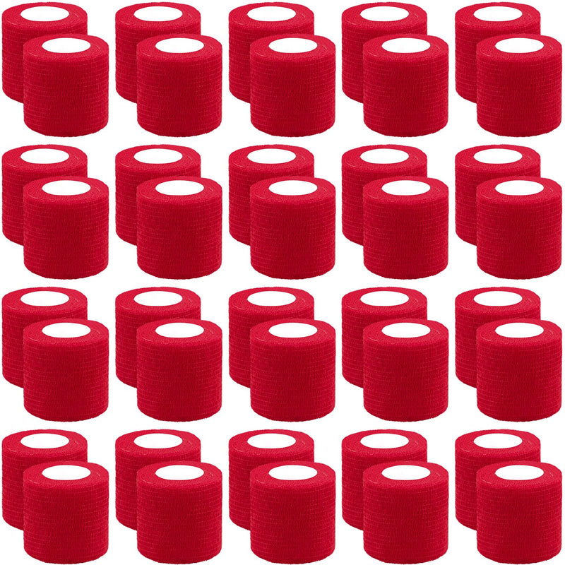 BQTQ 40 Rolls Self Adhesive Bandage 2 Inch Red Self Adherent Stretch Bandage Self Stick Athletic Wrap Tape Wound Wrap for Wrist Ankle Swelling Sprains - BeesActive Australia