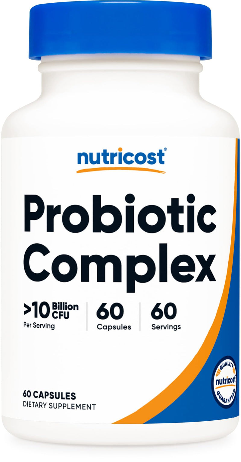 Nutricost Probiotic Complex (10 Billion CFU) 60 Capsules | Acidophilus Plus 9 Other Probiotics, GMO-Free, Gluten Free 60 Count (Pack of 1)