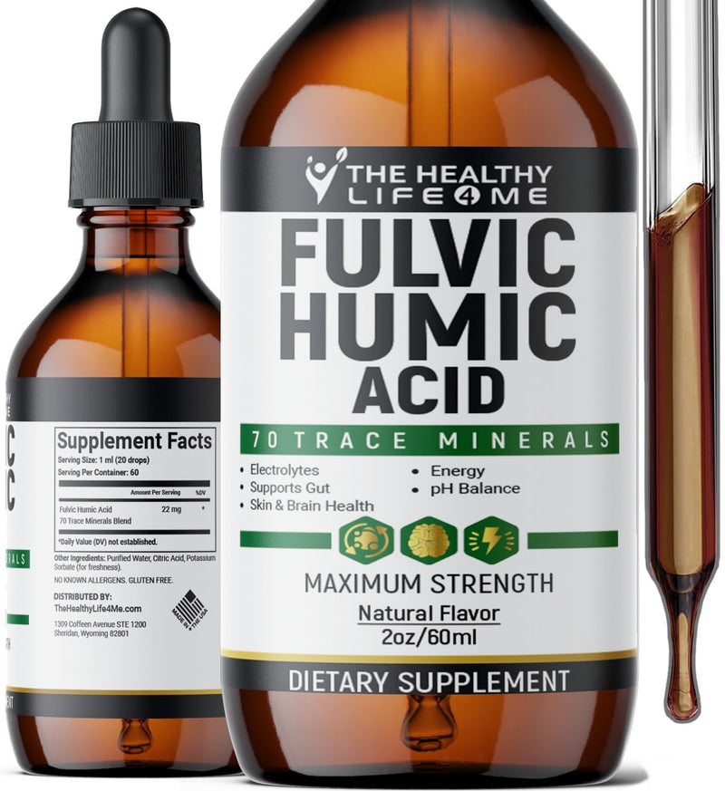 Liquid Fulvic Acid + Humic + Trace Minerals | Hydration | Keto Supplement | Energy | pH Balance | Hair | 2-Month Supply | Liquid Color - Brown - BeesActive Australia