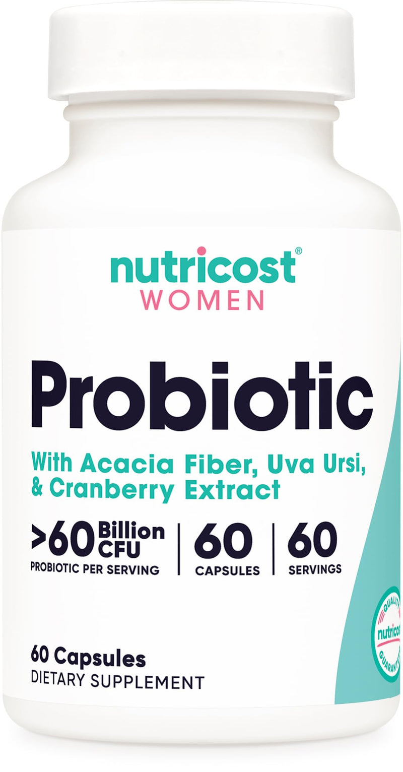 Nutricost Probiotic for Women (60 Billion CFU) 60 Capsules, Gluten-Free | Complex with Acacia Fiber, Uva Ursi, & Cranberry Extract, GMO-Free
