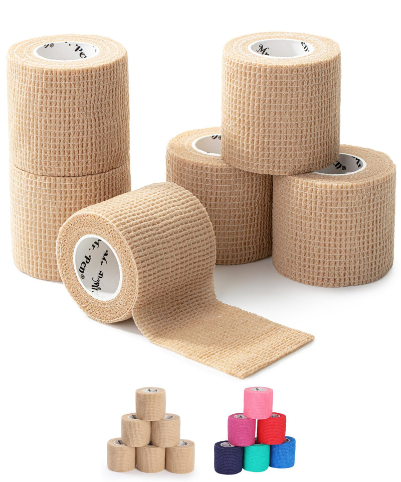 Mr. Pen- Self Adhesive Bandage Wrap, 6 Pack, Skin Colored, 2“ x 5 Yards, Cohesive Bandages, Medical Wrap, Elastic Bandage Wrap, Self Sticking Bandage Tape B. Skin Color - BeesActive Australia