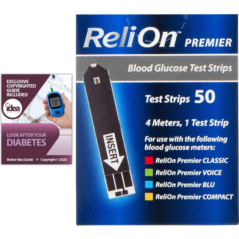 Premier Blood Glucose Testing Strips 50ct (1 Pack) No Coding Required, Premier Meters, Diabetic Test Strips for Accurate Blood Sugar Monitoring Bonus Diabetes Guide 1 Count (Pack of 50) - BeesActive Australia