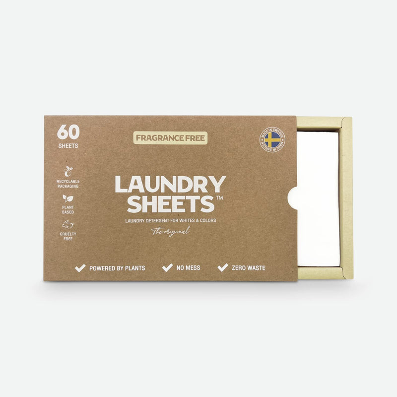 Laundry Sheets - up to 120 Loads - Made in Sweden - 60 Sheets - the Original - Laundry Detergent Sheets - Fragrance Free - no Plastic - Eco-Friendly - BeesActive Australia
