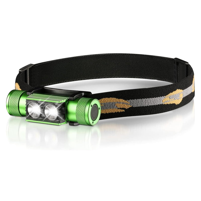 Headlamp, 1200 Lumens LED Rechargeable Headlamp for Adults, Long Runtime, Simple UI, Waterproof Head Lamp Flashlight for Outdoor Camping, Hiking, Fishing, Gifts for Family, Friends Green