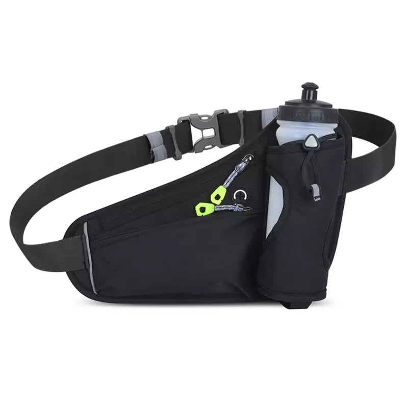 Fanny Pack with Water Bottle Holder, Hydration Running Belt for Men Women Adjustable Strap Waist Bag Suitable for Hiking Running Walking Jogging Camping(Bottle Not Included) (Black) Black