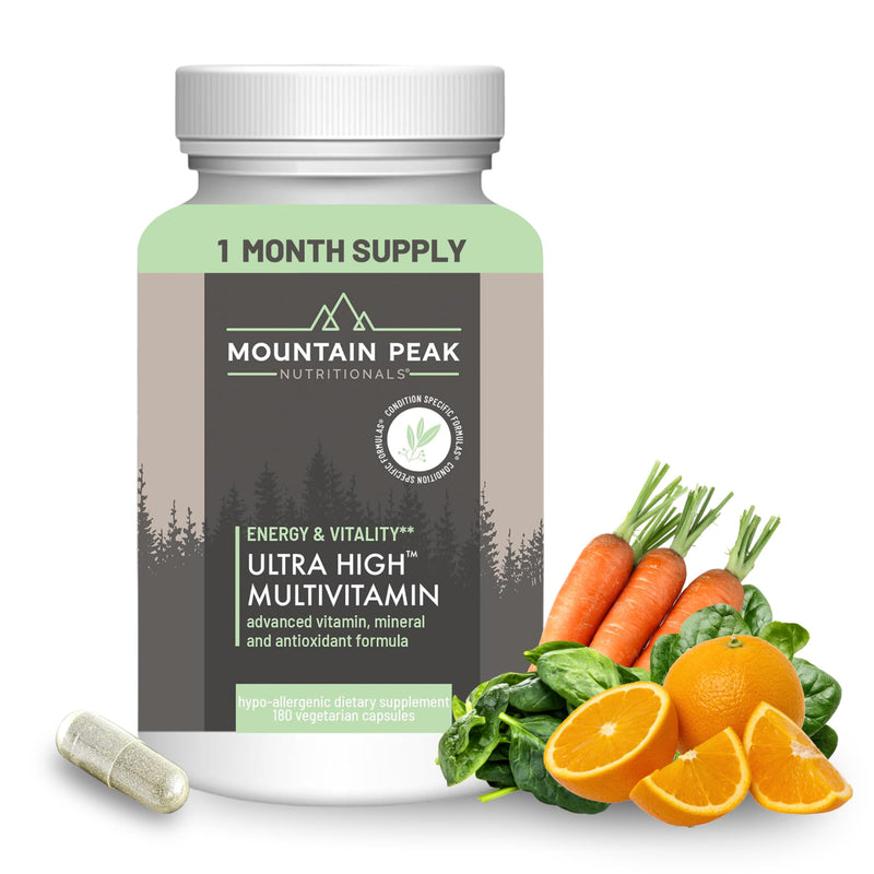 Mountain Peak Nutritionals Ultra High Multivitamin Men & Women 180ct | Vitamins A, B12, B6, C, D & E Plus Magnesium, Zinc, Folic Acid, Digestive Enzymes & Probiotics; 180 Vegetarian Capsules 180 Count (Pack of 1)
