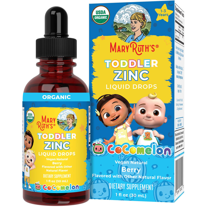 MaryRuth Organics Cocomelon Toddler Liquid Ionic Zinc | Sugar Free | USDA Organic | Kids Zinc Sulfate for Ages 1-3 | Immune Support Supplement for Children | Vegan | Non-GMO | Gluten Free | 1 Fl Oz - BeesActive Australia