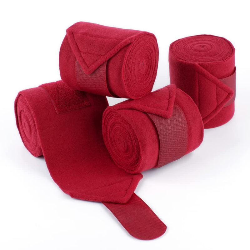 Horse Polo Wraps 2.5m Soft Fleece Polo Wraps Equestrian Leg Bandage Wrap Set of 4 Packs (Red - 2.5m) Red - 2.5m - BeesActive Australia