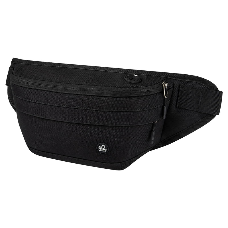 WATERFLY Running Belt Fanny Pack: Runner Marathon Jogging Waist Pack Sport Workout Exercise Fitness Phone Holder Belt for Men Women Jogger Slim Waistband Black Large Dark Black - BeesActive Australia