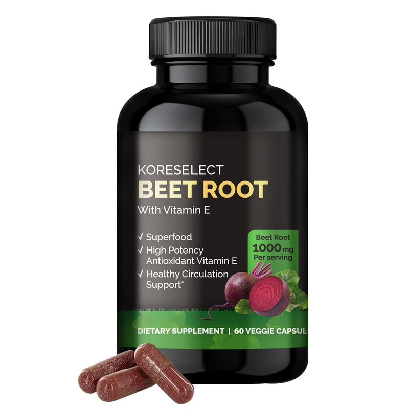 Beet Root 1000mg Capsules with Vitamin E -Supplement, Immune Support, Athletic Performance with Vegan 60 Caps, for Women and Men - BeesActive Australia